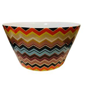 Missoni for Target Chevron Stoneware Bowl White Black Purple Brown 10" EUC!